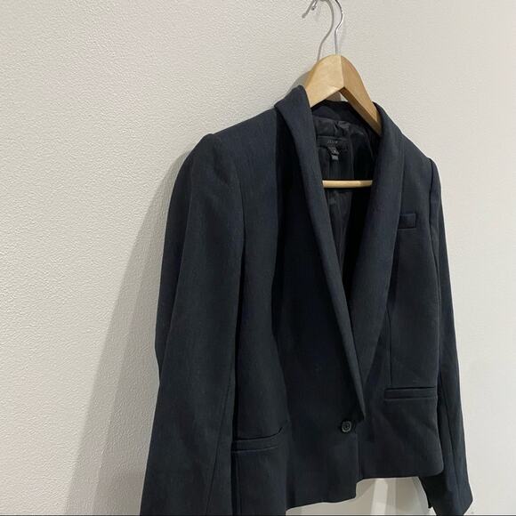 J.Crew Wool Blend Blazer Size 6 Short Black Tailored Cropped Workwear Chic - Picture 5 of 8